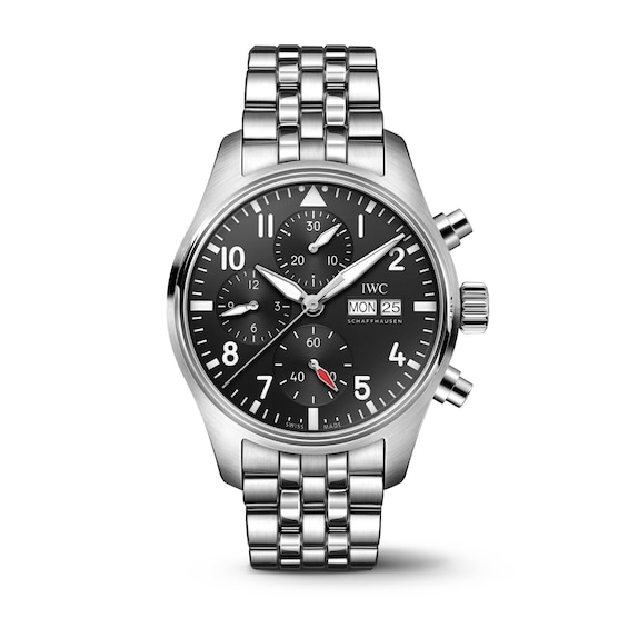 IWC Pilot’s Watches Men’s Black Dial & Stainless Steel Bracelet Watch