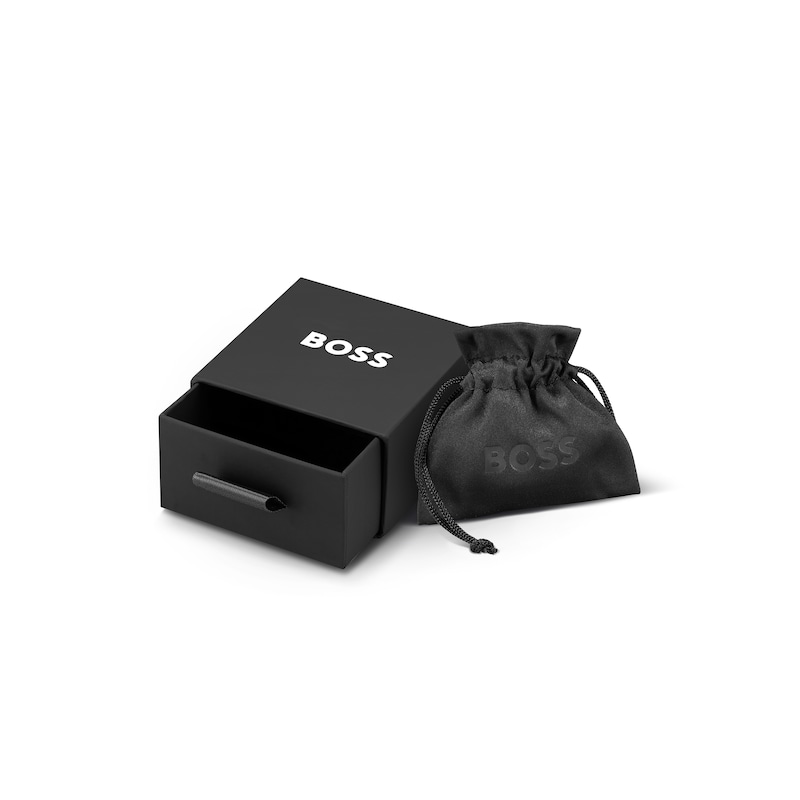 BOSS Yann Men's Square Black Stud Earrings