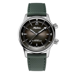 Alpina Seastrong Men's Green Leather Strap Watch