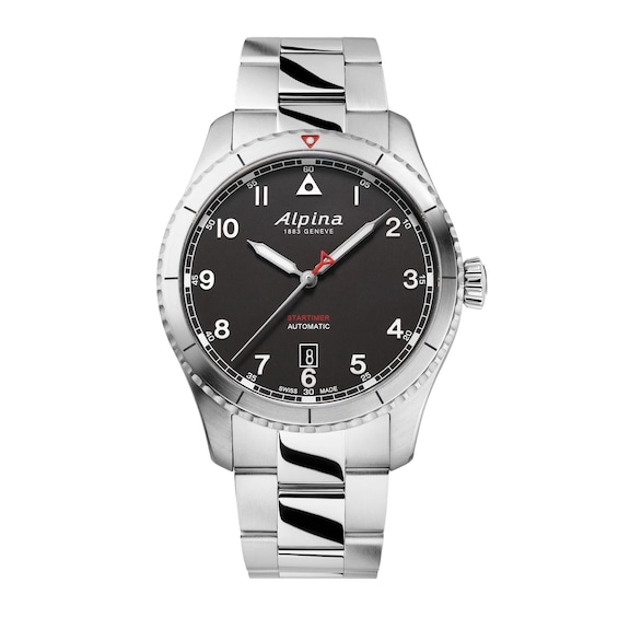 Men's Alpina Startimer Black Dial & Stainless Steel Watch