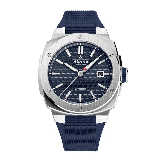 Men's Alpina Alpiner Steel Case & Blue Rubber Strap Watch