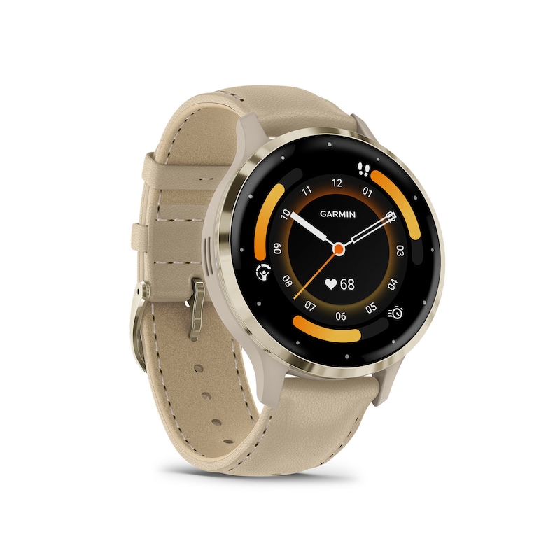 Garmin Venu 3 Tan Leather Strap Smartwatch