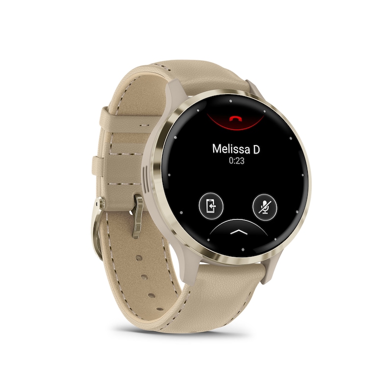 Garmin Venu 3 Tan Leather Strap Smartwatch