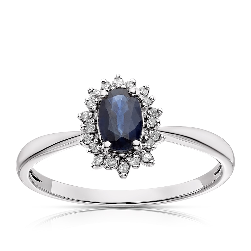 9ct White Gold Sapphire & Diamond Cluster Ring