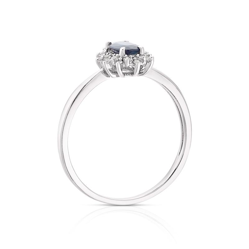 9ct White Gold Sapphire & Diamond Cluster Ring