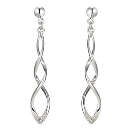 9ct White Gold Diamond Dangle Earrings