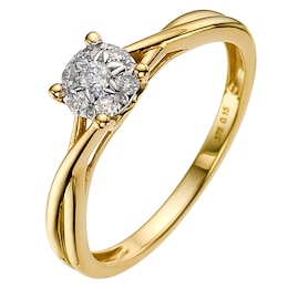 9ct Gold 0.15ct Total Diamond Cluster Ring