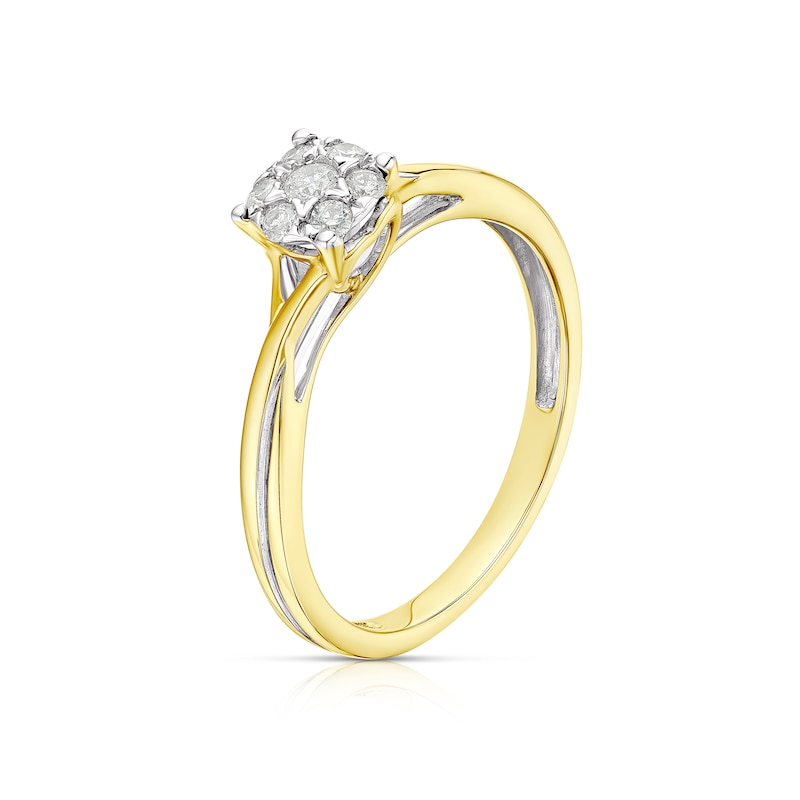 9ct Gold 0.15ct Total Diamond Cluster Ring