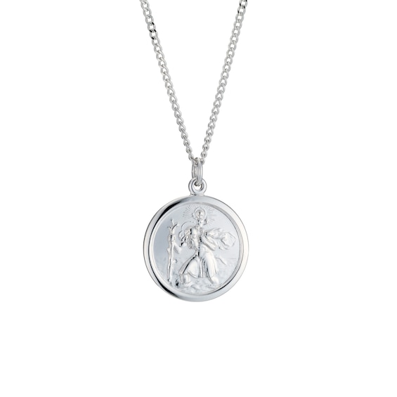 Sterling Silver St.Christopher Pendant 18 Necklace