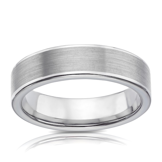 Tungsten Matte Polish Bevelled Edge Ring Ernest Jones