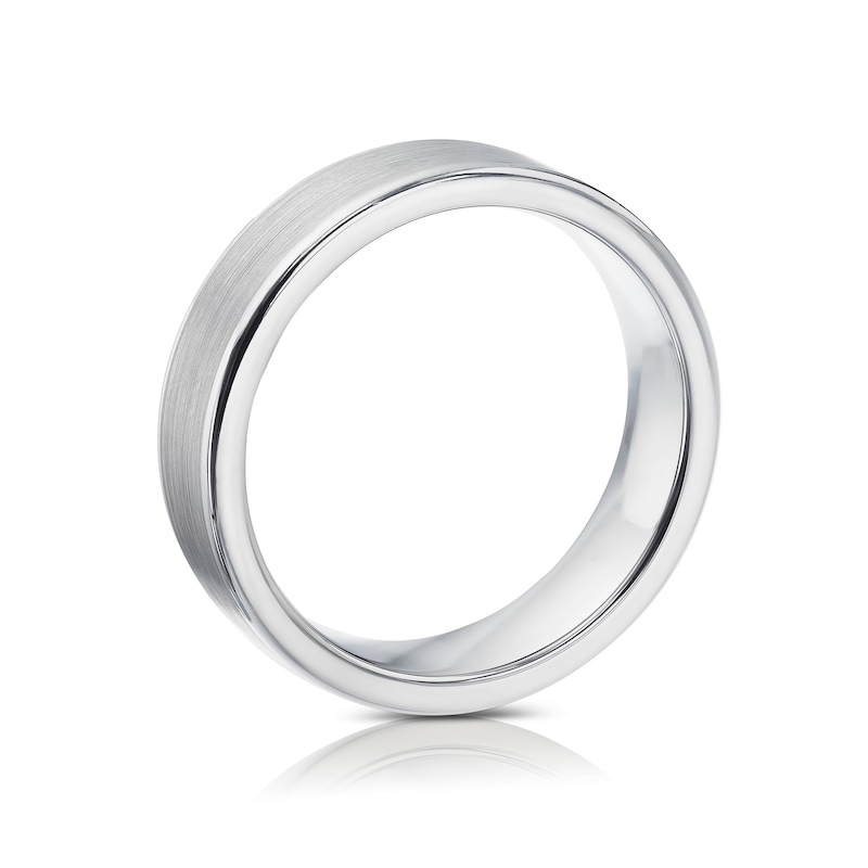 Tungsten Matte Polish Bevelled Edge Ring