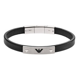 Emporio Armani Men's Black Leather Bracelet