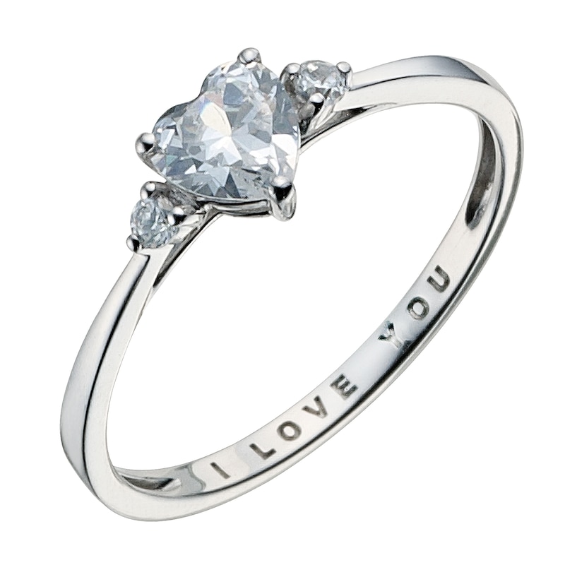 Main Image 1 of 9ct White Gold I Love You Ring