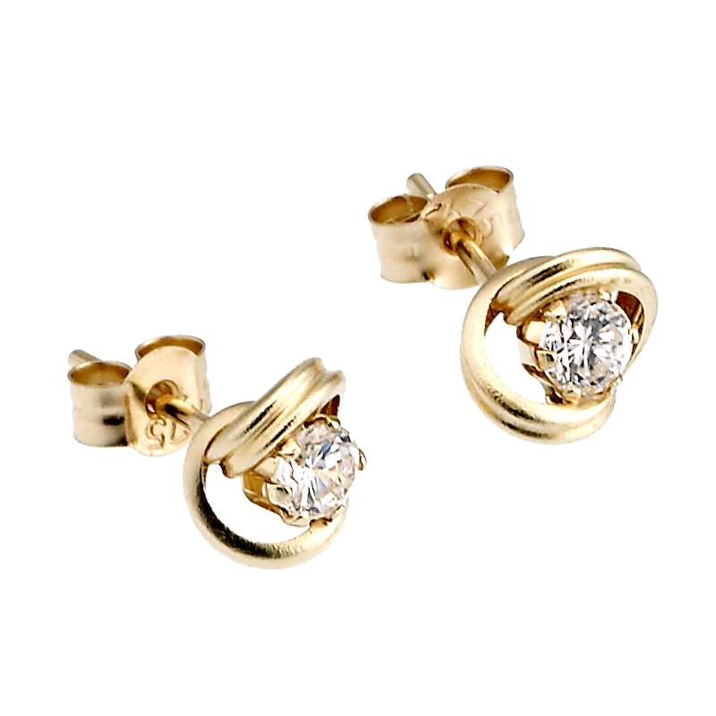 9ct Yellow Gold Stud Cubic Zirconia Earrings