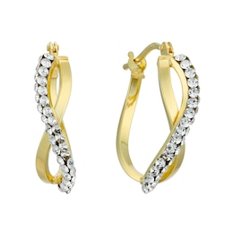9ct Yellow Gold Crystal Infinity Hoop Earrings