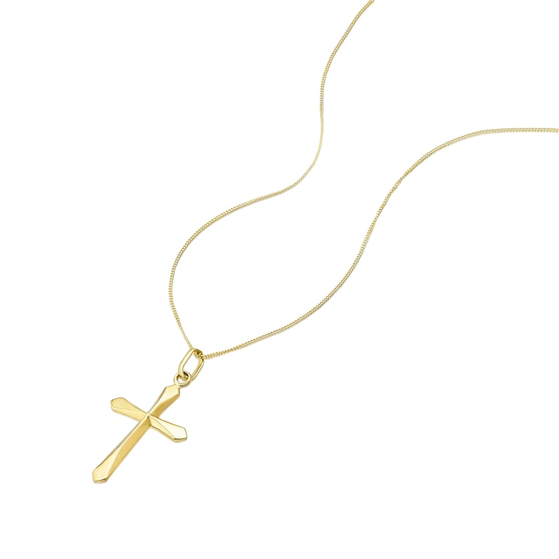 Main Image 2 of 9ct Yellow Gold Faceted Cross Pendant