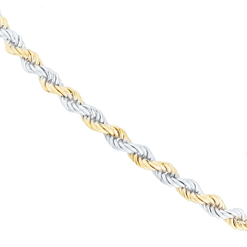 9ct Yellow & White Gold Rope Chain 8 Inch Bracelet