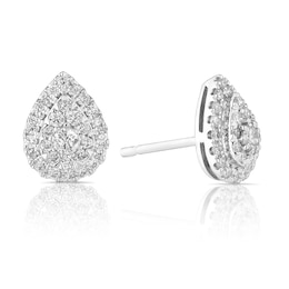 Platinum 0.50ct Diamond Total Pear Cluster Stud Earrings