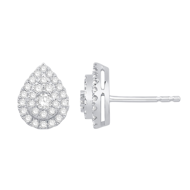 Platinum 0.50ct Diamond Total Pear Cluster Stud Earrings