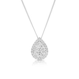 Platinum 0.50ct Diamond Total Pear Cluster Pendant Necklace