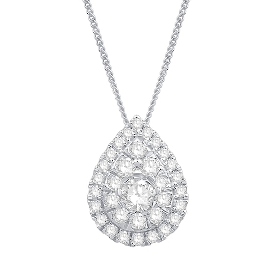 Platinum 0.50ct Diamond Total Pear Cluster Pendant Necklace