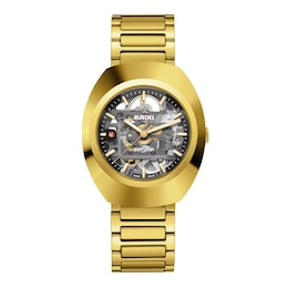 Rado DiaStar Men's Skeleton Dial Gold-Tone Bracelet Watch