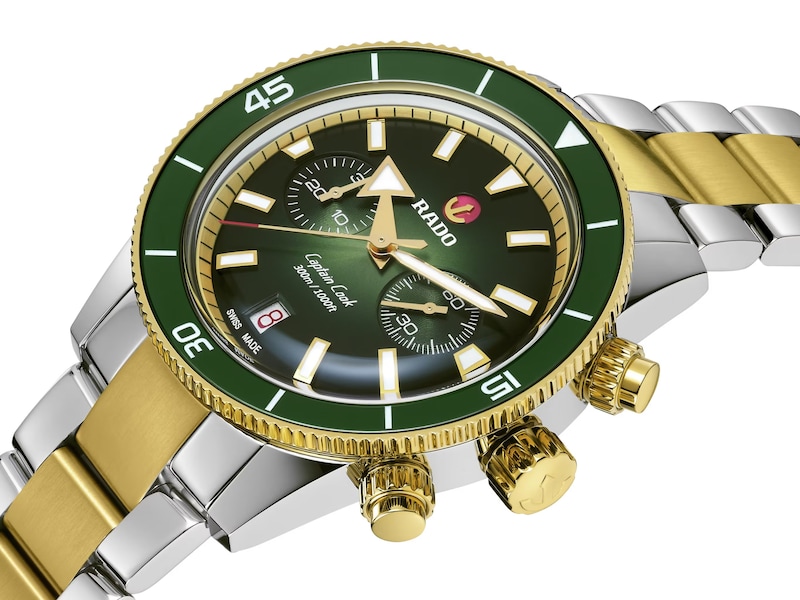 Rado Captain Cook Men's Green Dial Two-Tone Bracelet Watch