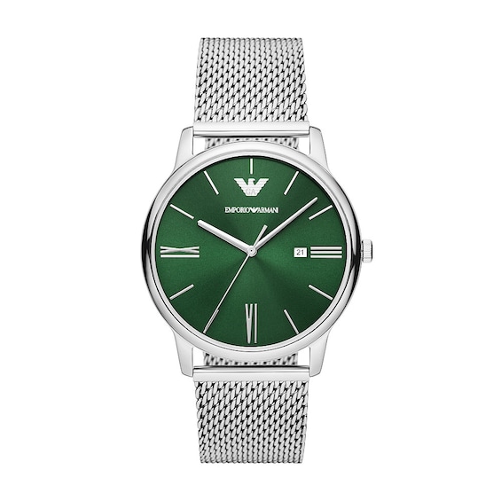Emporio Armani Green Dial & Mesh Stainless Steel Bracelet Watch