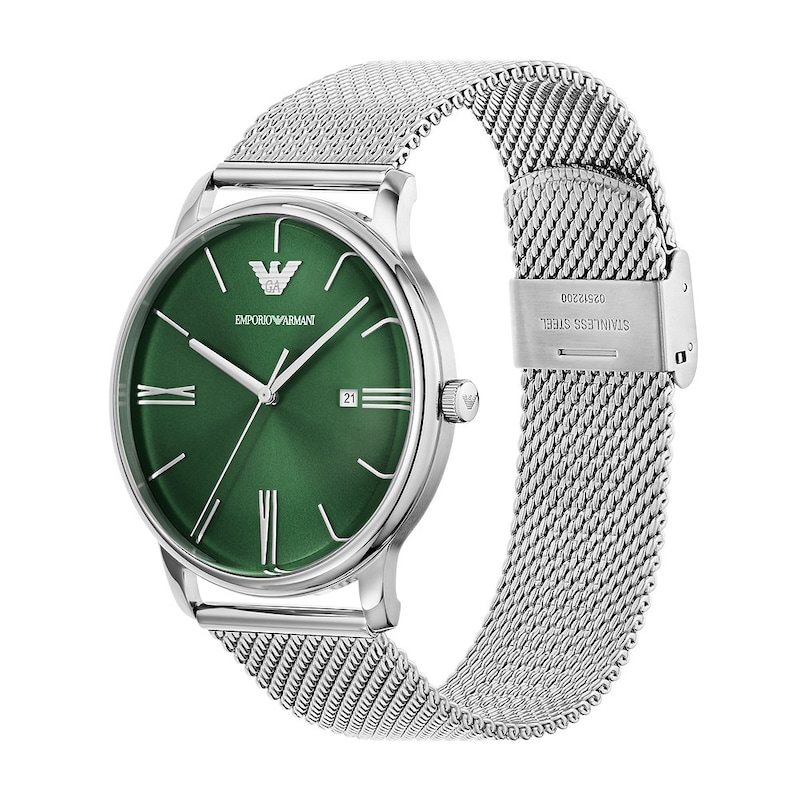 Main Image 4 of Emporio Armani Green Dial & Mesh Stainless Steel Bracelet Watch