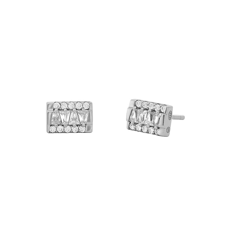 Michael Kors Sterling Silver Tapered Baguette Bar Pendant and Earrings Giftset