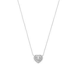Michael Kors Love Sterling Silver Tapered Baguette Heart Pendant Necklace