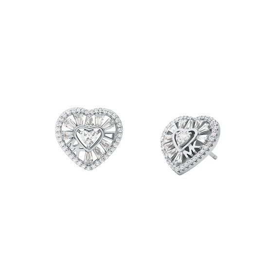Michael Kors Love Sterling Silver Tapered Baguette Heart Stu