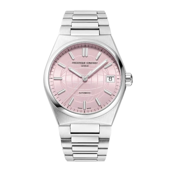 Frederique Constant Highlife Pink Dial & Stainless Steel Bracelet Watch
