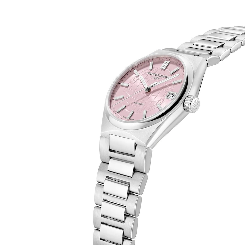 Frederique Constant Highlife Pink Dial & Stainless Steel Bracelet Watch