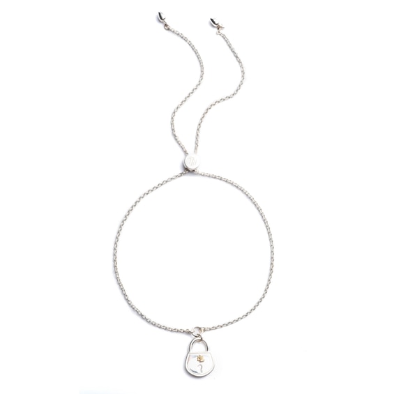 Lauren Ralph Lauren Sterling Silver 7.3 Padlock Bolo Bracele