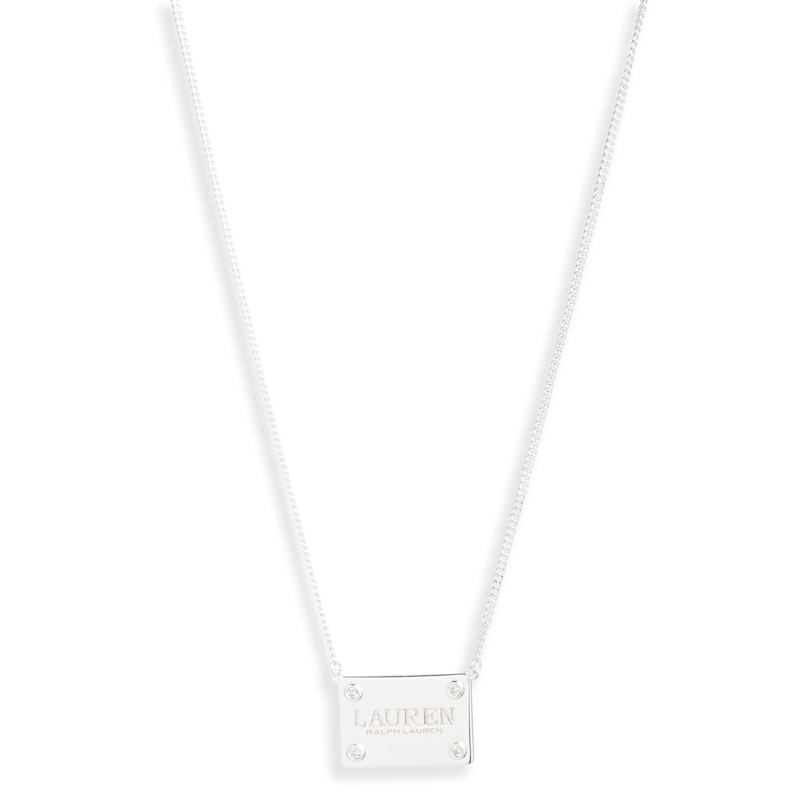 Lauren Ralph Lauren Sterling Silver 15 Inch CZ Pendent Necklace
