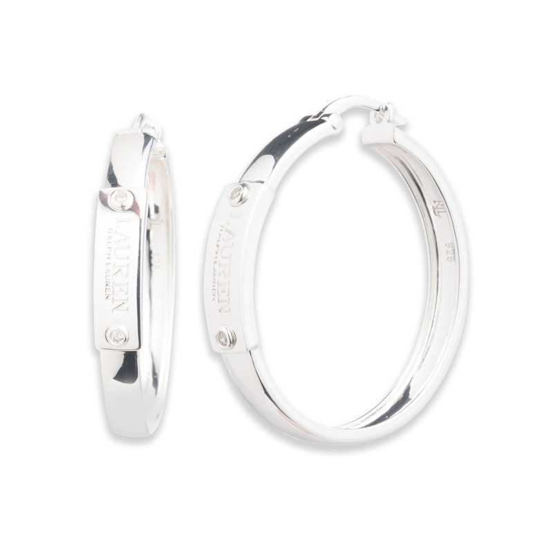 Main Image 1 of Lauren Ralph Lauren Sterling Silver & Cubic Zirconia Hoop Earrings