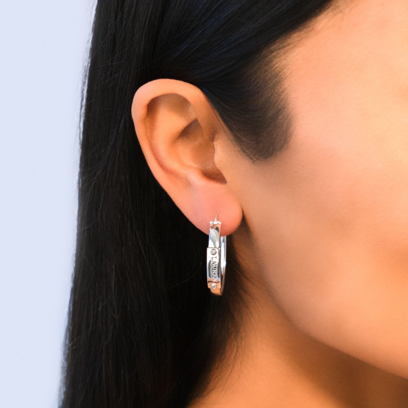 Main Image 2 of Lauren Ralph Lauren Sterling Silver & Cubic Zirconia Hoop Earrings