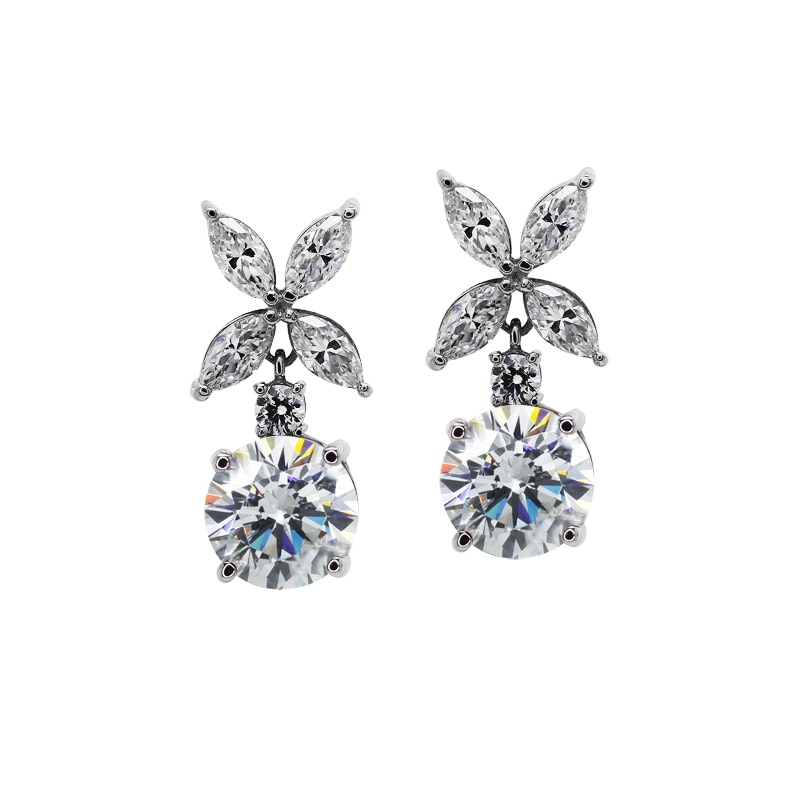 CARAT* LONDON Jasmine Sterling Silver & Round Cubic Zirconia Drop Earrings