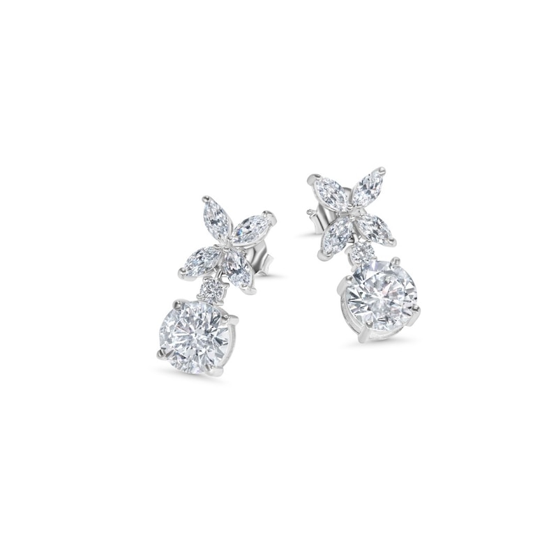 CARAT* LONDON Jasmine Sterling Silver & Round Cubic Zirconia Drop Earrings