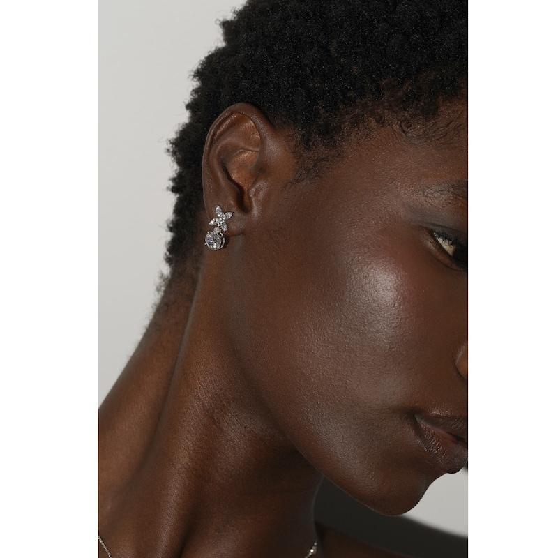 CARAT* LONDON Jasmine Sterling Silver & Round Cubic Zirconia Drop Earrings