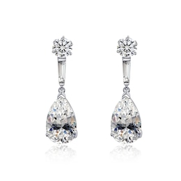 CARAT* LONDON Kendall White Gold Plate Round & CZ Pear Drop Earrings