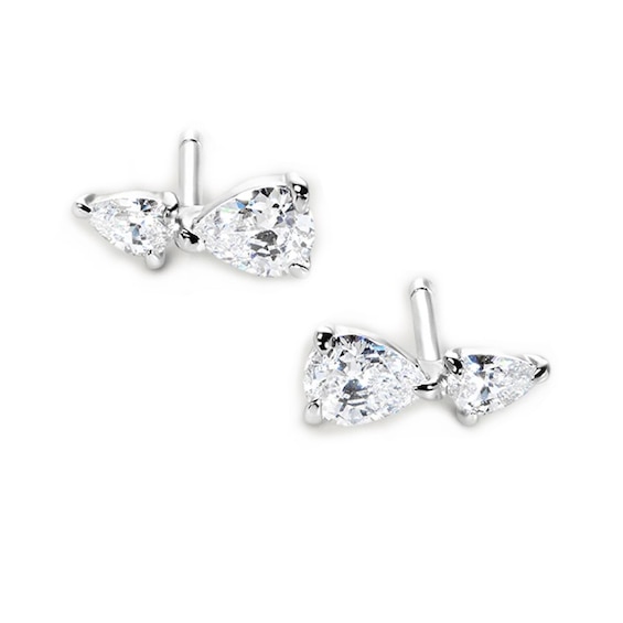 CARAT* LONDON Zeta Sterling Silver and CZ Pear Shape Stud Ea