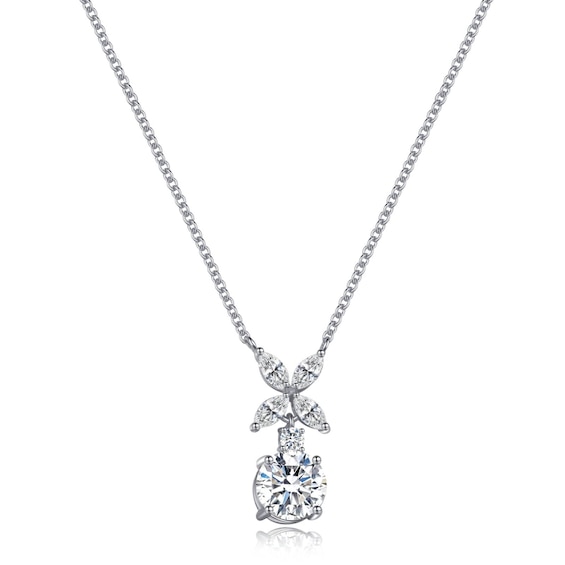 CARAT* LONDON Jasmine Sterling Silver and Round CZ Pendant N