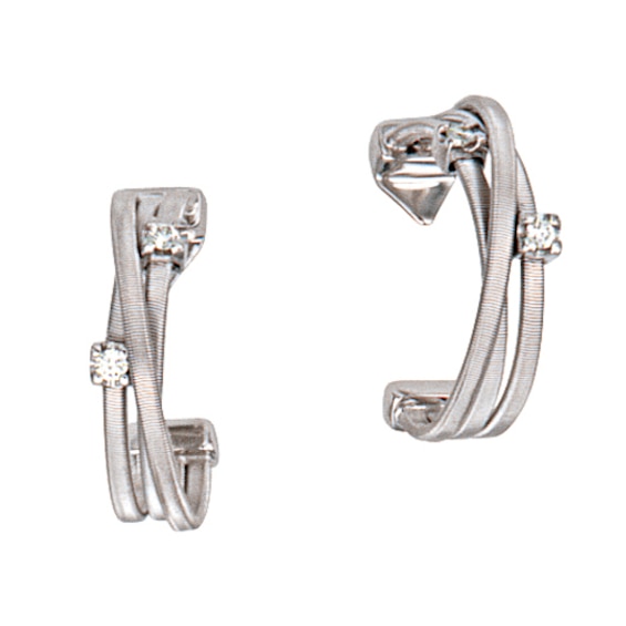 Marco Bicego 18ct White Gold 0.12ct Diamond Hoop Earrings