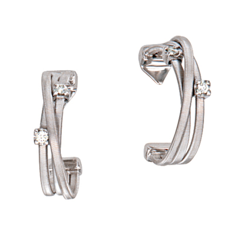 Marco Bicego 18ct White Gold 0.12ct Diamond Hoop Earrings