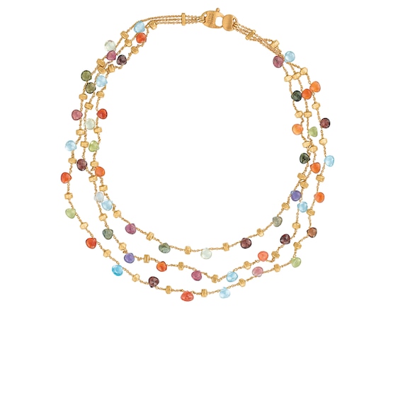 Marco Bicego 18ct Yellow Gold Multi Stone Triple Layer Neckl