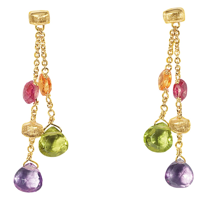 Marco Bicego 18ct Yellow Gold Multi Stone Duoble Layer Drop Earrings