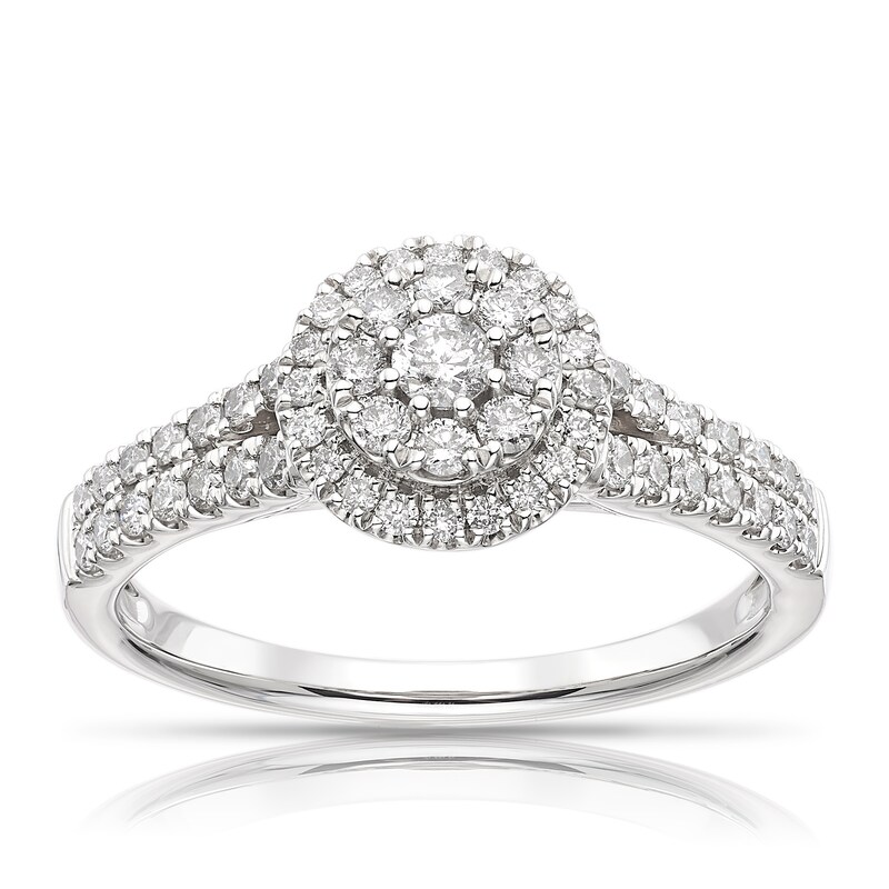 Main Image 1 of Platinum 0.50ct Diamond Round Cut Double Halo Ring