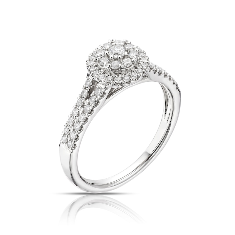 Main Image 2 of Platinum 0.50ct Diamond Round Cut Double Halo Ring